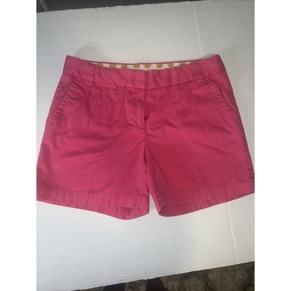 J Crew Womens Shorts 6 Pink Chino Flat Front Zip Pockets Hook Eye Solid Cotton